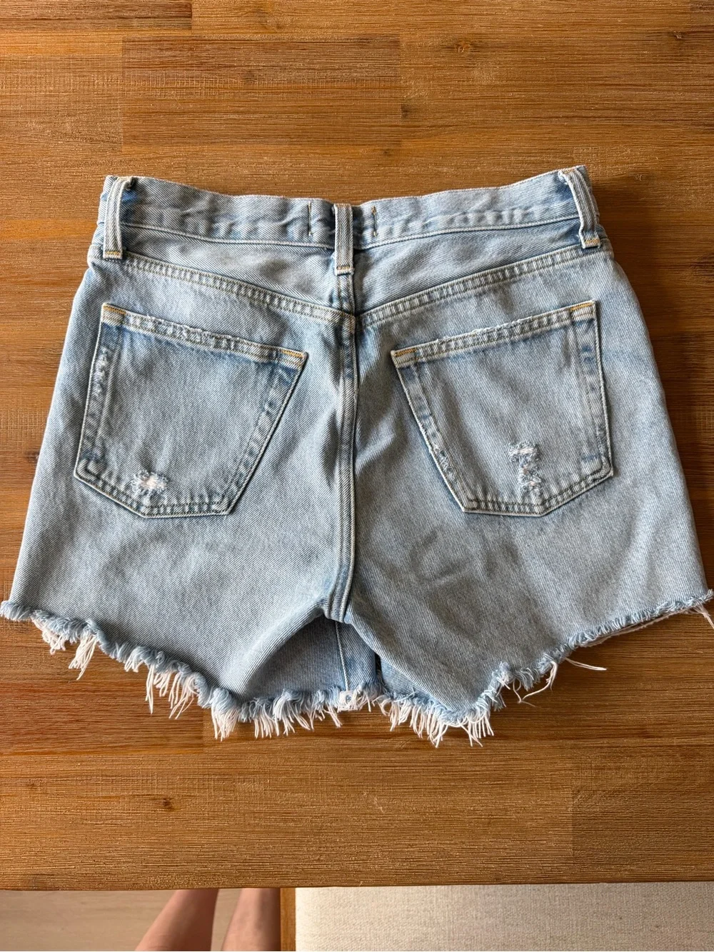 AGOLDE Parker Long Denim Shorts | Women’s Size 24 | Light Wash Distressed Cutoff